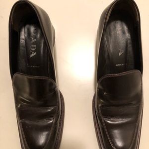 Vintage Prada Brown Leather Loafer Heels